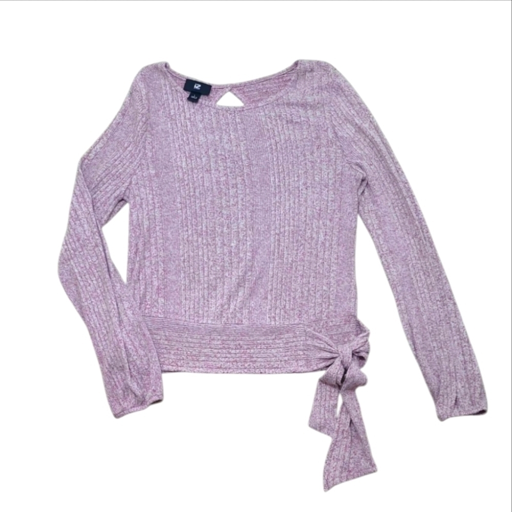 Lightweight Side-Tie Sweater Cut-Out Back Long Sleeve Size Large Juniors Purple